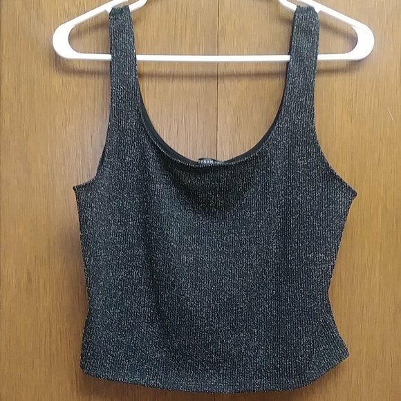DYNAMITE black & gold semi-Crop top - Picture 1 of 6